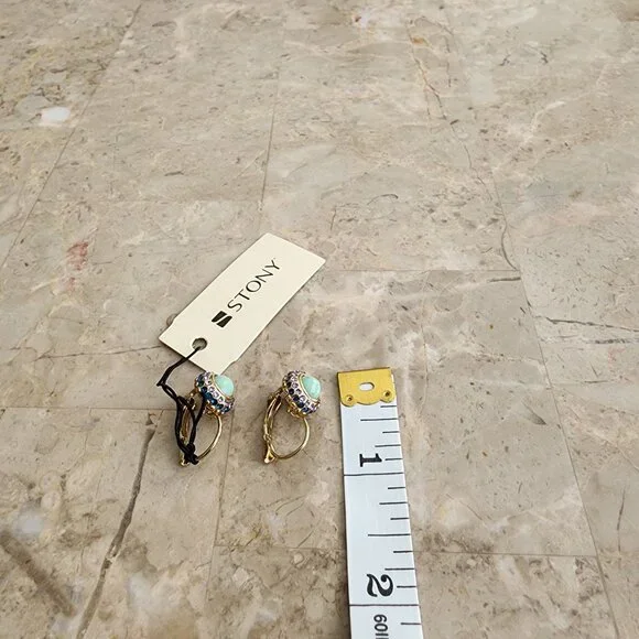 Stony Light Turquoise Huggie Earrings - Picture 2 of 5